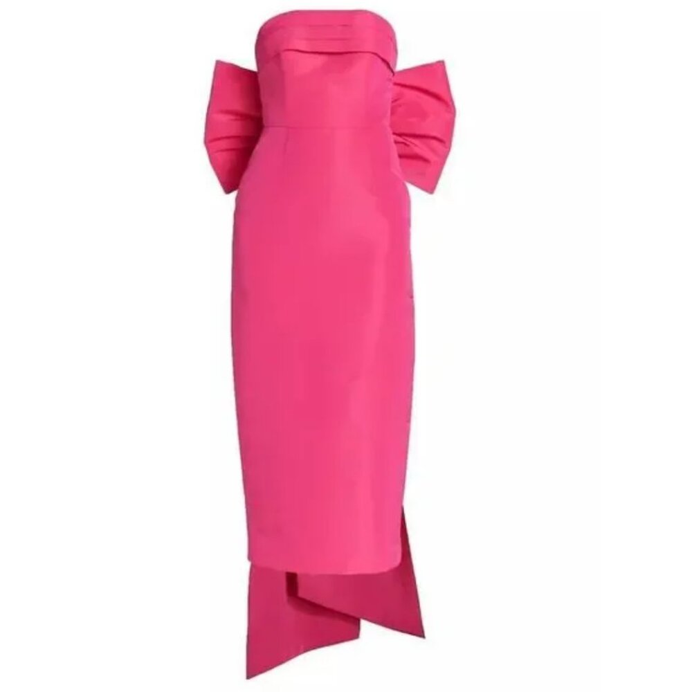 Alexia María Margaret Bow Silk Dress in Pink